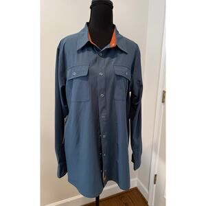 Little River Men's Long Sleeve Tech Button Up Shirt in Orion Blue
